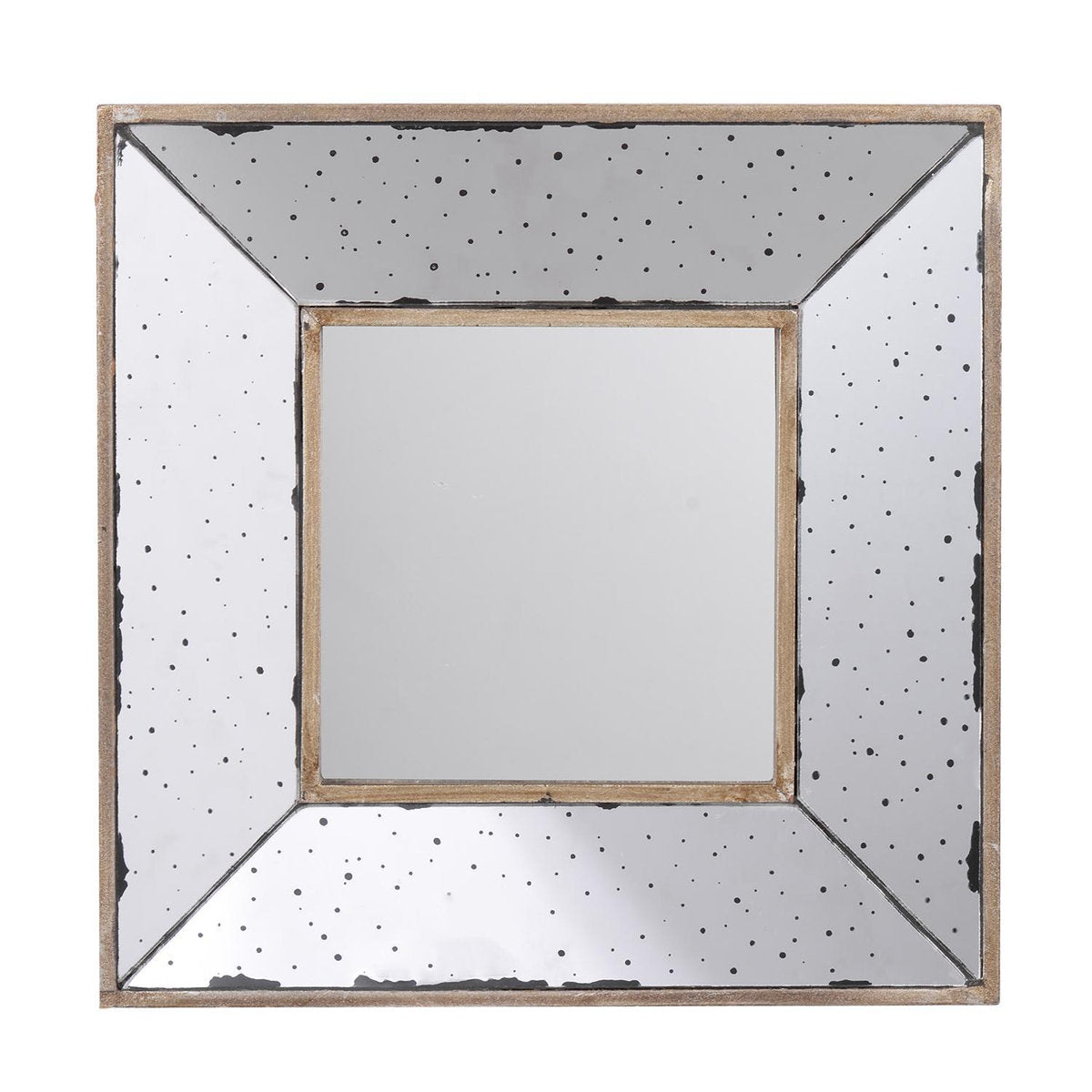 Distressed Silver Square Accent Mirror, Wall Mirror for Living Room, Entryway, Office, Bedroom, Hallway